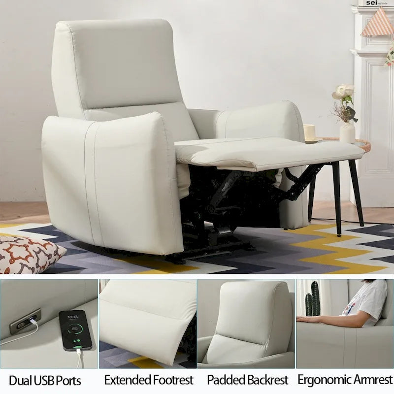 Fauteuil inclinable électrique, design "Wall Hugger" avec port USB et repose-pieds rétractable