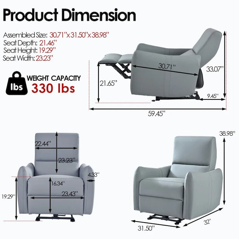 Fauteuil inclinable électrique, design "Wall Hugger" avec port USB et repose-pieds rétractable