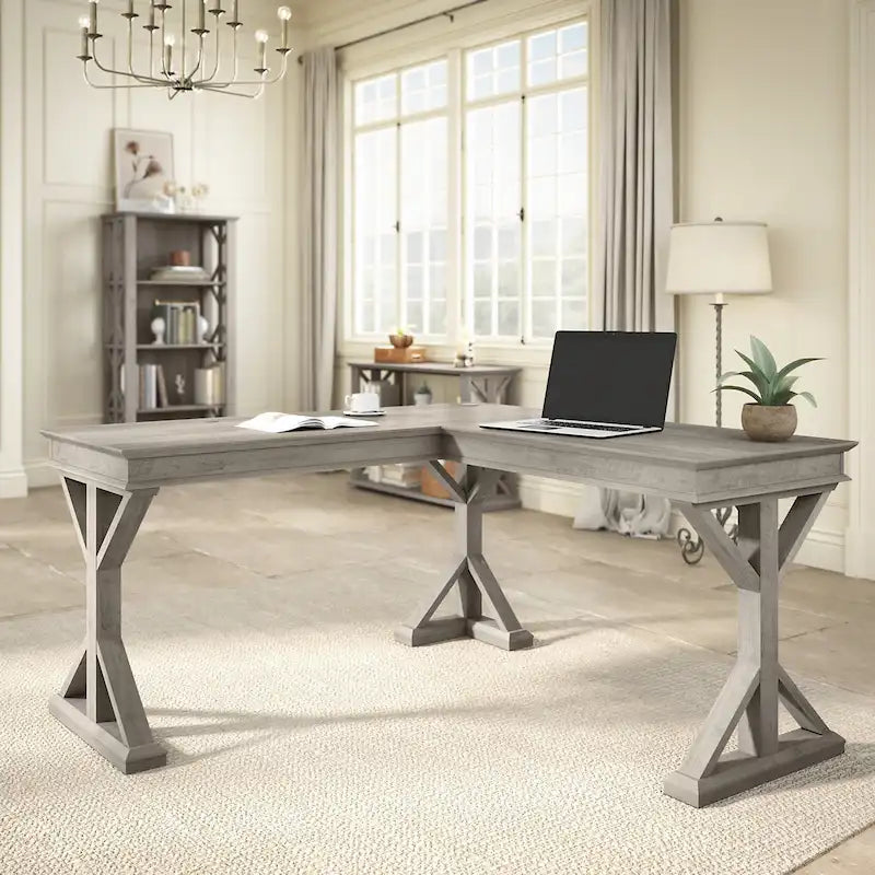 Bureau d'angle en forme de L rustique de 60W
