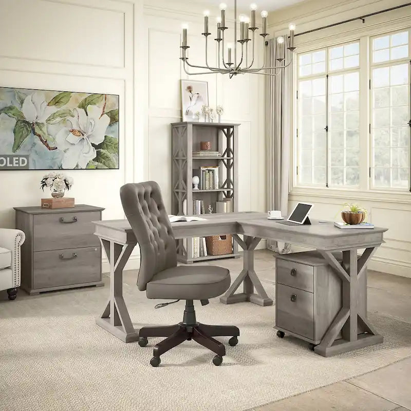 Bureau d'angle en forme de L rustique de 60W