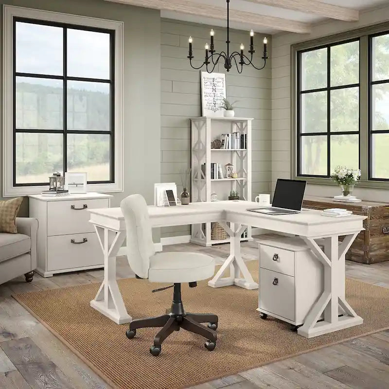 Bureau d'angle en forme de L rustique de 60W