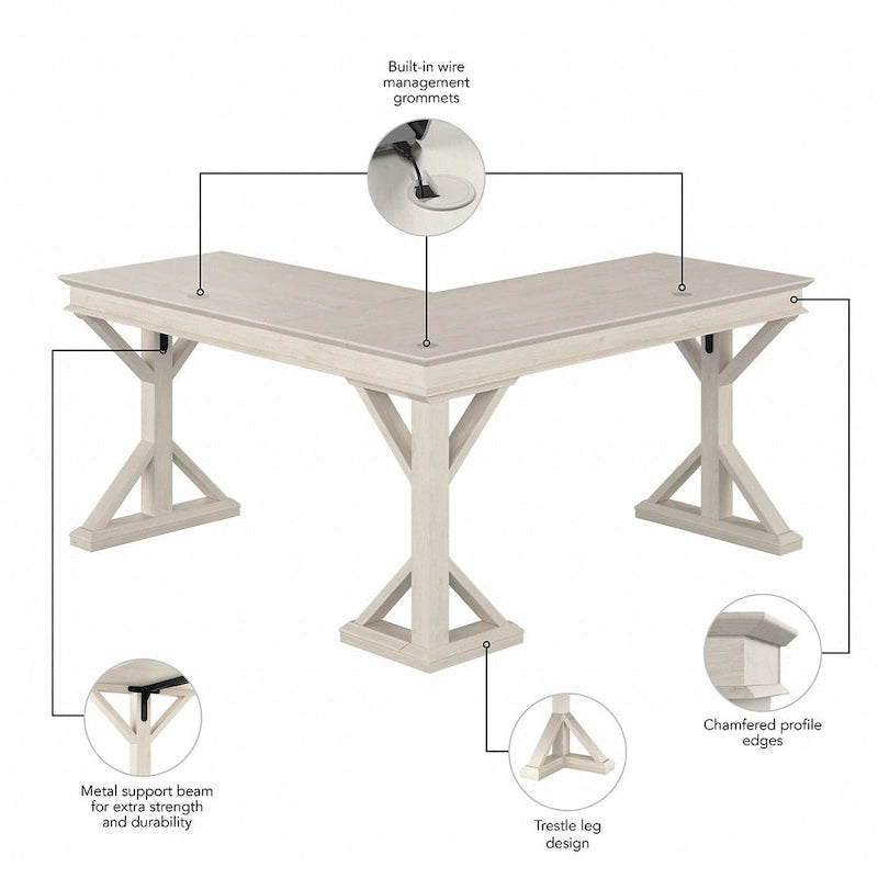 Bureau d'angle en forme de L rustique de 60W