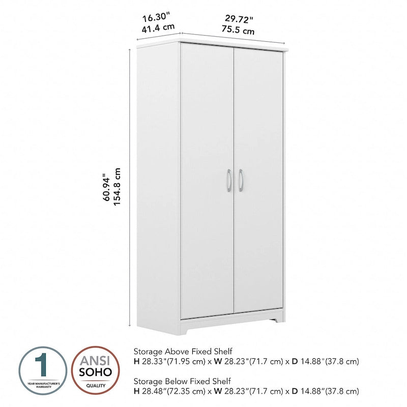 Armoire de rangement haute à 2 portes avec étagères réglables, 61 po H