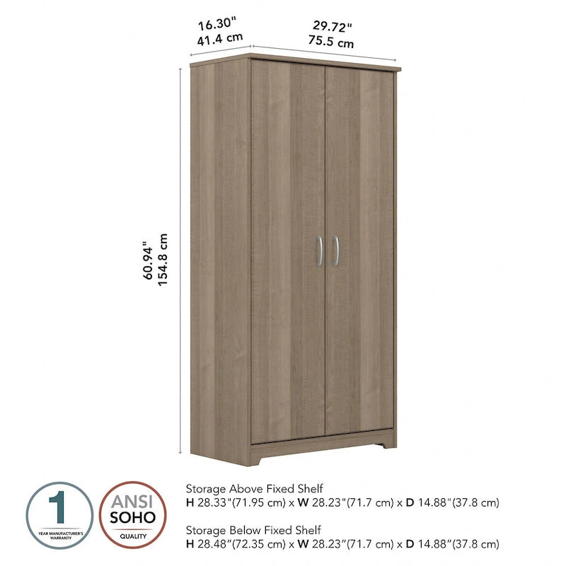 Armoire de rangement haute à 2 portes avec étagères réglables, 61 po H