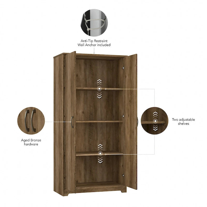 Armoire de rangement haute à 2 portes avec étagères réglables, 61 po H