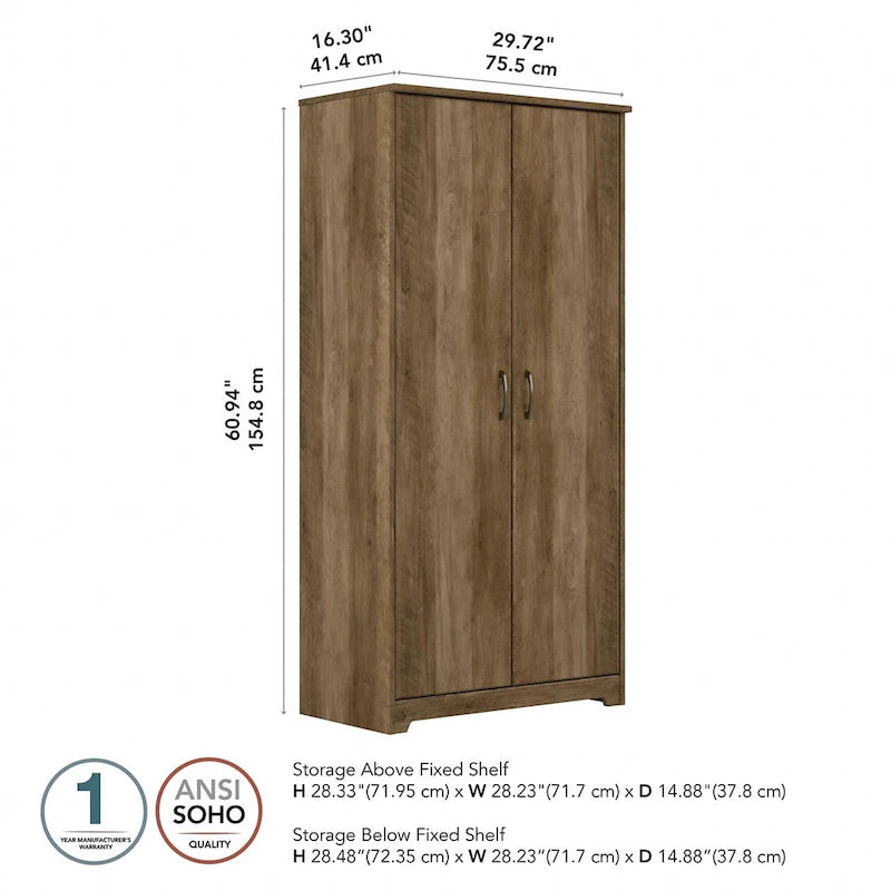 Armoire de rangement haute à 2 portes avec étagères réglables, 61 po H