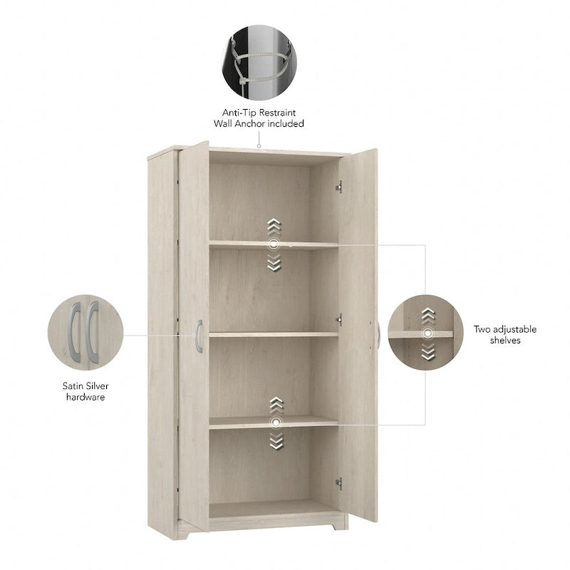 Armoire de rangement haute à 2 portes avec étagères réglables, 61 po H