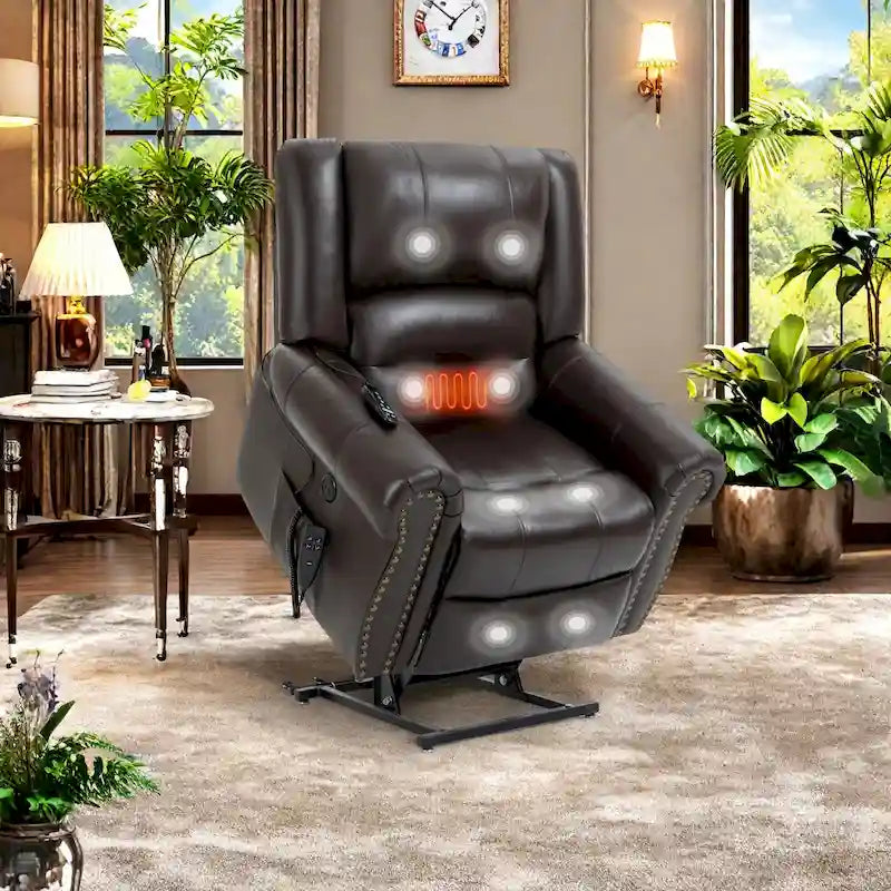 Fauteuil inclinable releveur électrique avec massage, chaleur lombaire et port USB