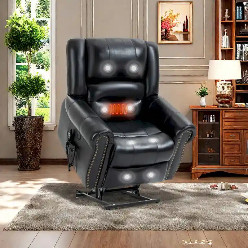 Fauteuil inclinable releveur électrique avec massage, chaleur lombaire et port USB