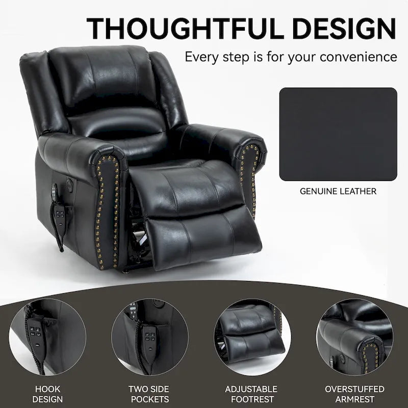 Fauteuil inclinable releveur électrique avec massage, chaleur lombaire et port USB
