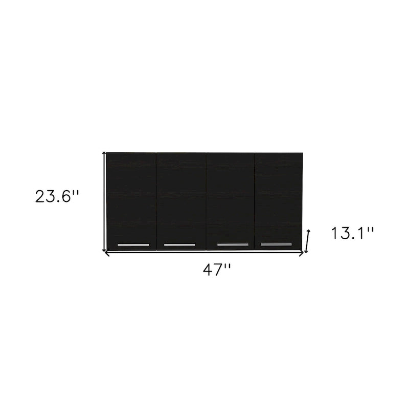 Armoire murale noire de 47 po à 4 portes