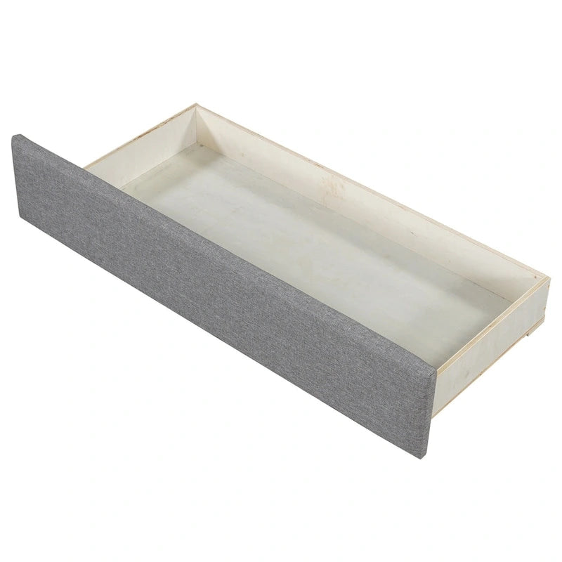 Lit de repos convertible double XL en grand format avec tiroirs de rangement et revêtement capitonné