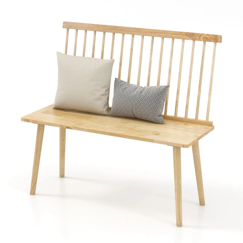 Banc 2 places en bois massif de style Windsor avec dossier amovible à barreaux, pour entrée, salle à manger et salon
