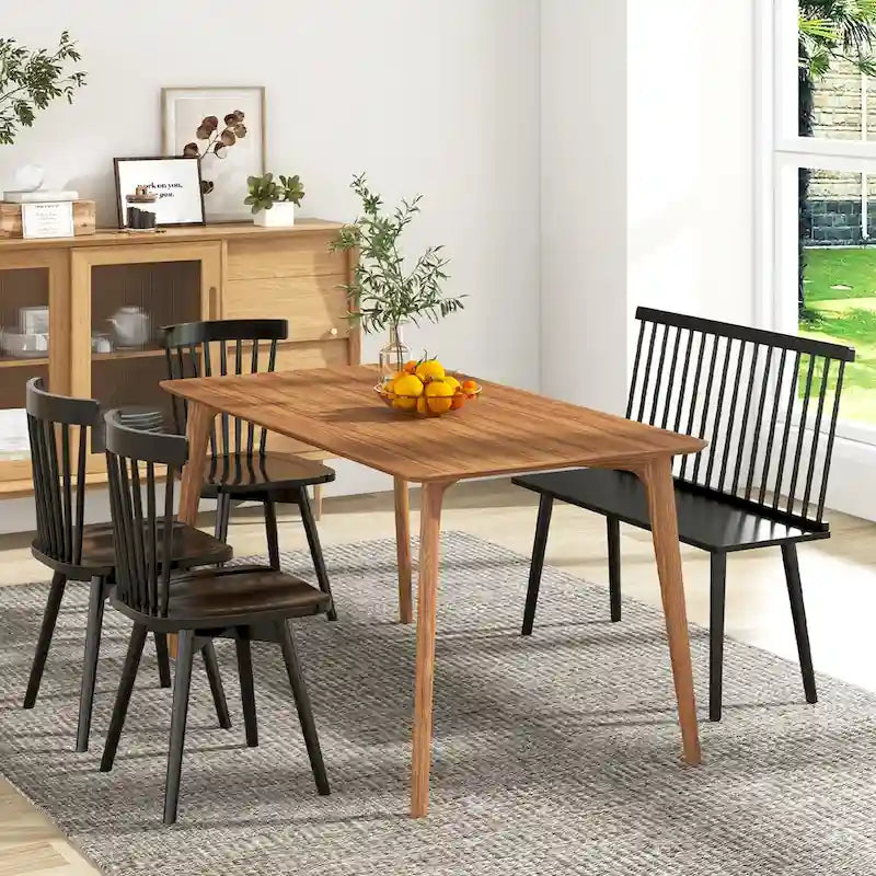 Banc 2 places en bois massif de style Windsor avec dossier amovible à barreaux, pour entrée, salle à manger et salon