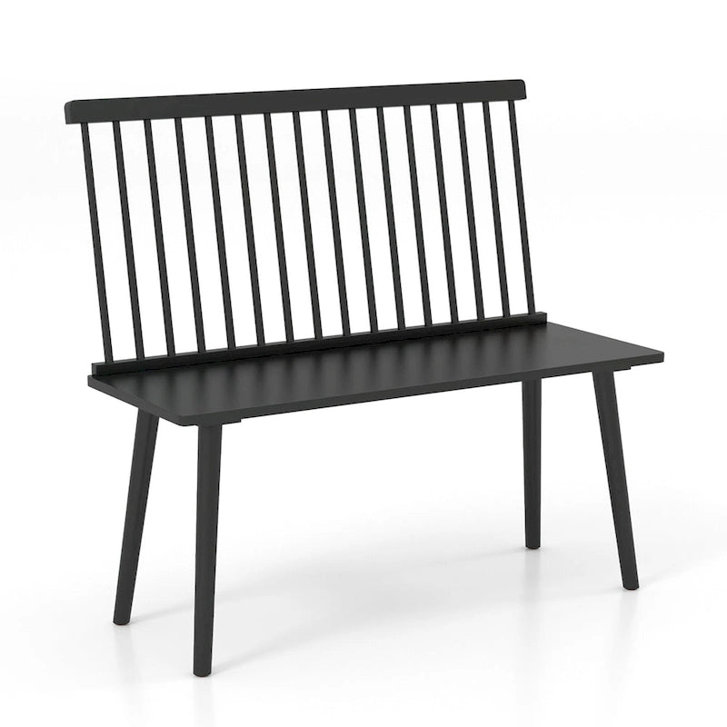 Banc 2 places en bois massif de style Windsor avec dossier amovible à barreaux, pour entrée, salle à manger et salon