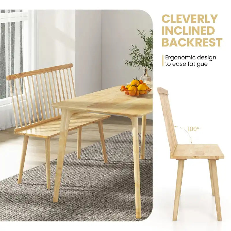 Banc 2 places en bois massif de style Windsor avec dossier amovible à barreaux, pour entrée, salle à manger et salon