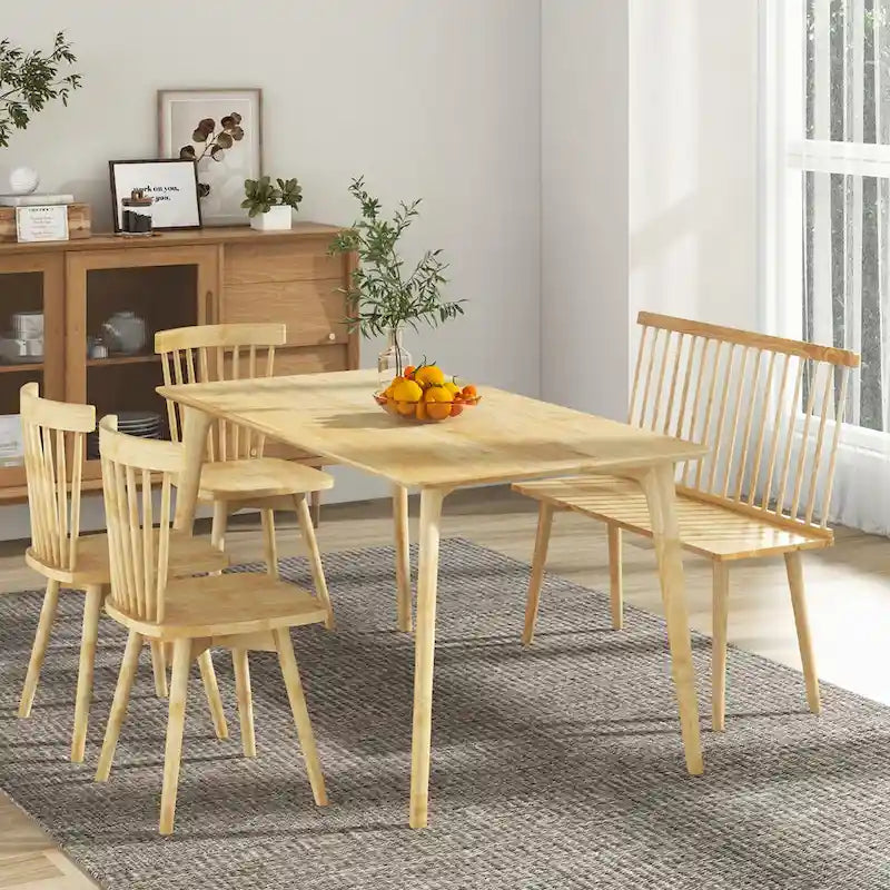 Banc 2 places en bois massif de style Windsor avec dossier amovible à barreaux, pour entrée, salle à manger et salon