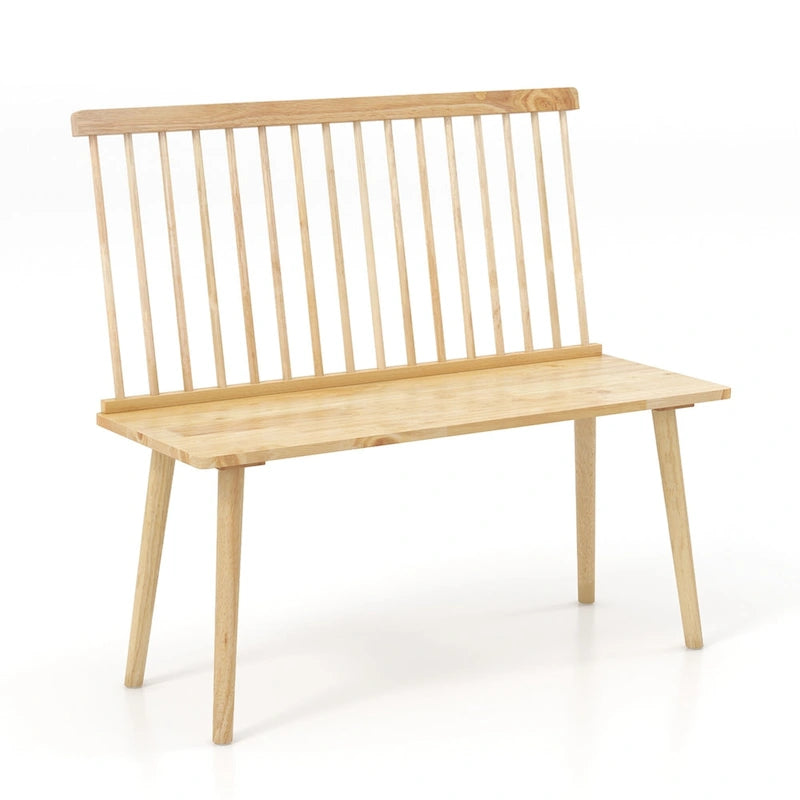 Banc 2 places en bois massif de style Windsor avec dossier amovible à barreaux, pour entrée, salle à manger et salon
