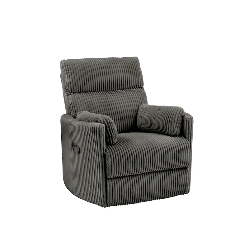 Fauteuil inclinable, pivotant et coulissant manuel en velours côtelé, 3-en-1 multifonction pour petits espaces