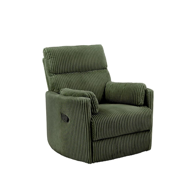 Fauteuil inclinable, pivotant et coulissant manuel en velours côtelé, 3-en-1 multifonction pour petits espaces