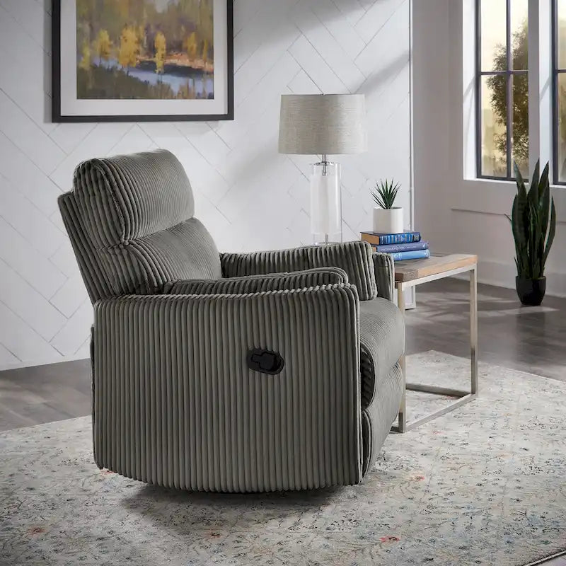 Fauteuil inclinable, pivotant et coulissant manuel en velours côtelé, 3-en-1 multifonction pour petits espaces