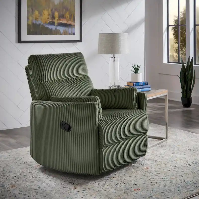 Fauteuil inclinable, pivotant et coulissant manuel en velours côtelé, 3-en-1 multifonction pour petits espaces