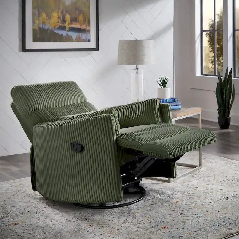 Fauteuil inclinable, pivotant et coulissant manuel en velours côtelé, 3-en-1 multifonction pour petits espaces