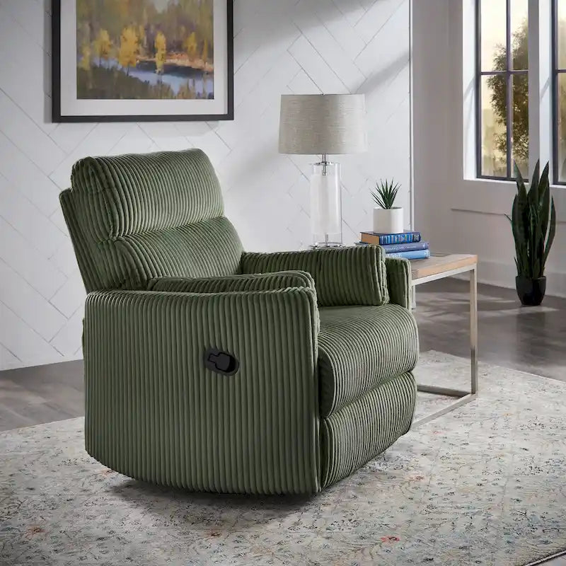 Fauteuil inclinable, pivotant et coulissant manuel en velours côtelé, 3-en-1 multifonction pour petits espaces