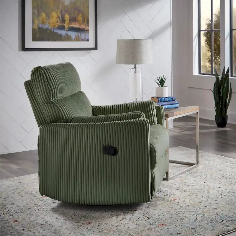 Fauteuil inclinable, pivotant et coulissant manuel en velours côtelé, 3-en-1 multifonction pour petits espaces