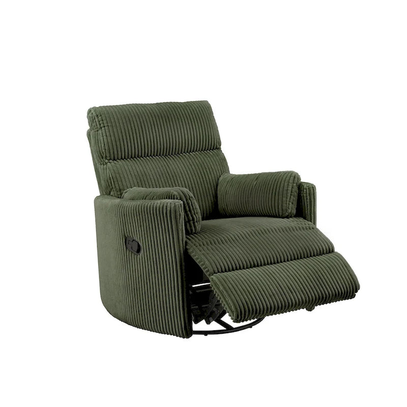 Fauteuil inclinable, pivotant et coulissant manuel en velours côtelé, 3-en-1 multifonction pour petits espaces