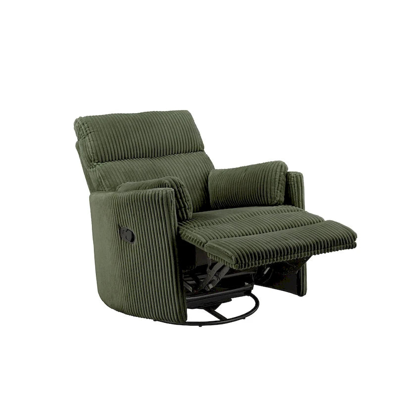 Fauteuil inclinable, pivotant et coulissant manuel en velours côtelé, 3-en-1 multifonction pour petits espaces