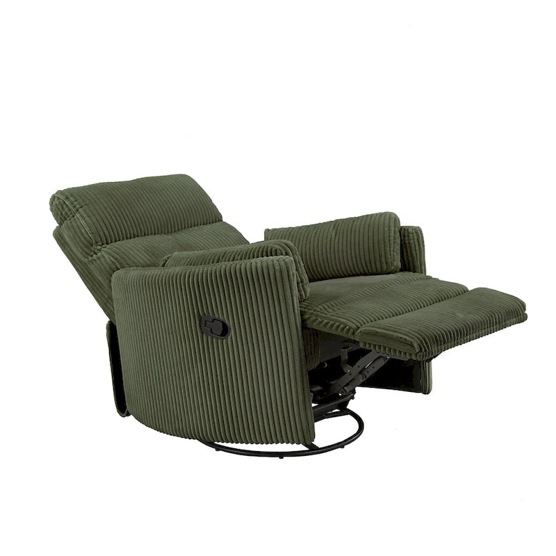 Fauteuil inclinable, pivotant et coulissant manuel en velours côtelé, 3-en-1 multifonction pour petits espaces