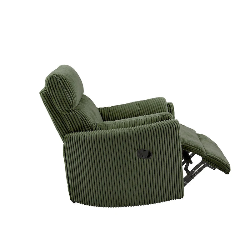 Fauteuil inclinable, pivotant et coulissant manuel en velours côtelé, 3-en-1 multifonction pour petits espaces