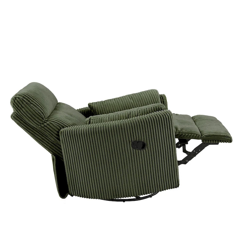 Fauteuil inclinable, pivotant et coulissant manuel en velours côtelé, 3-en-1 multifonction pour petits espaces