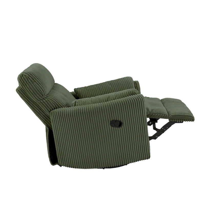 Fauteuil inclinable, pivotant et coulissant manuel en velours côtelé, 3-en-1 multifonction pour petits espaces