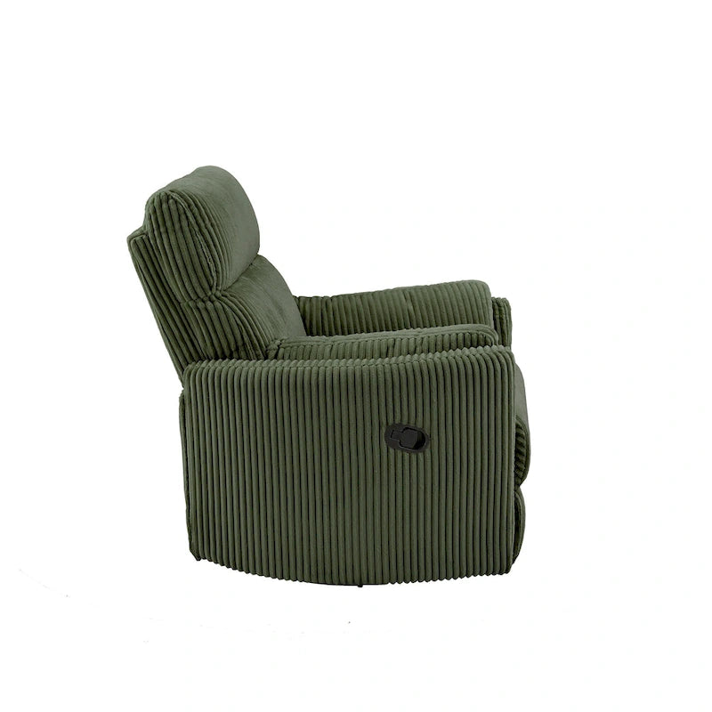 Fauteuil inclinable, pivotant et coulissant manuel en velours côtelé, 3-en-1 multifonction pour petits espaces