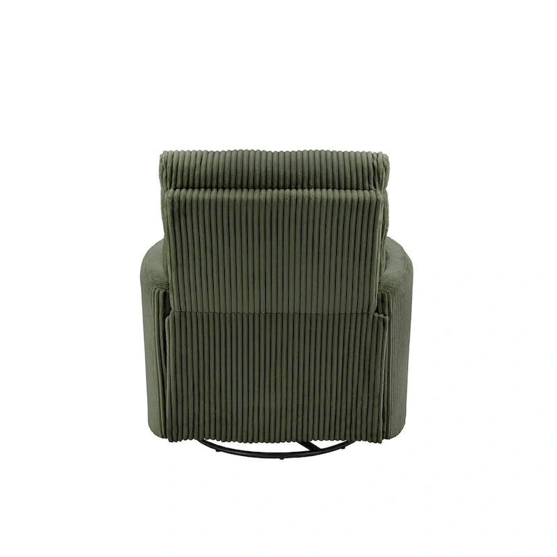 Fauteuil inclinable, pivotant et coulissant manuel en velours côtelé, 3-en-1 multifonction pour petits espaces
