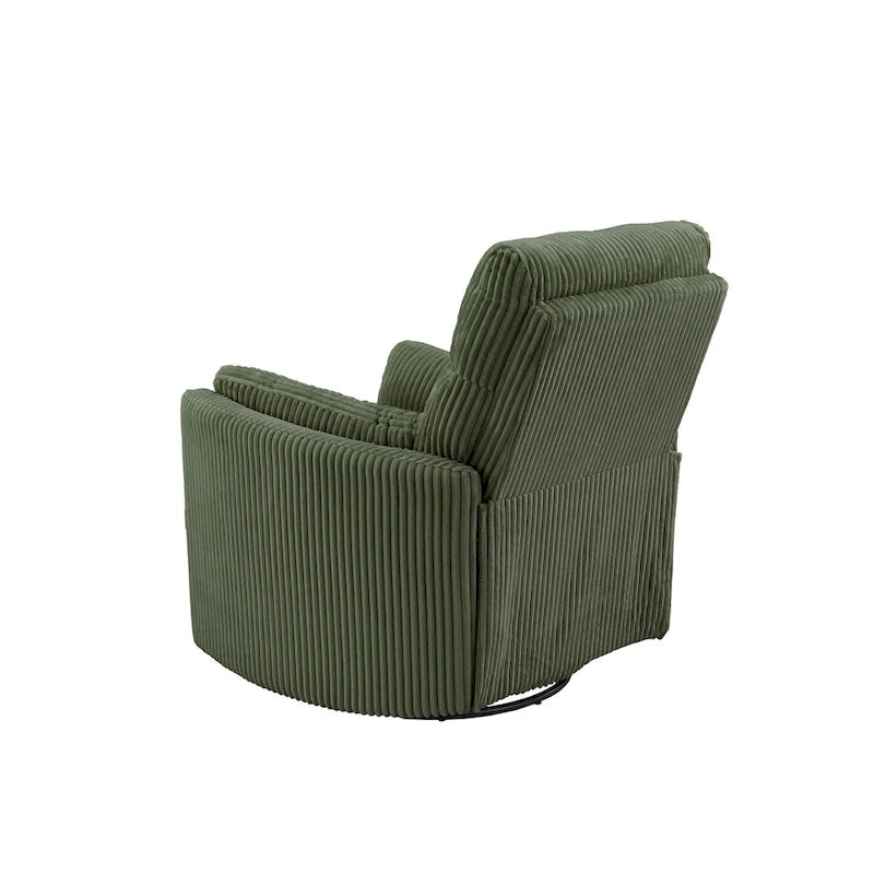 Fauteuil inclinable, pivotant et coulissant manuel en velours côtelé, 3-en-1 multifonction pour petits espaces