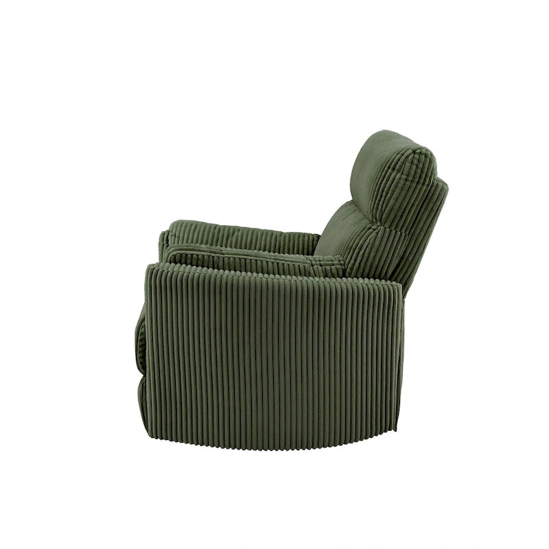 Fauteuil inclinable, pivotant et coulissant manuel en velours côtelé, 3-en-1 multifonction pour petits espaces