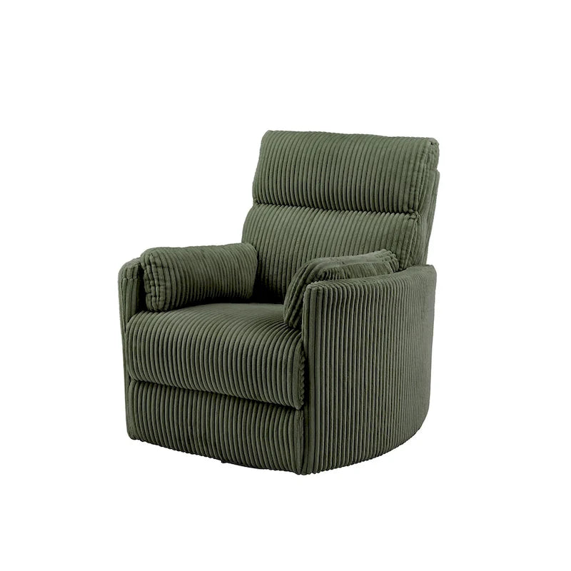 Fauteuil inclinable, pivotant et coulissant manuel en velours côtelé, 3-en-1 multifonction pour petits espaces