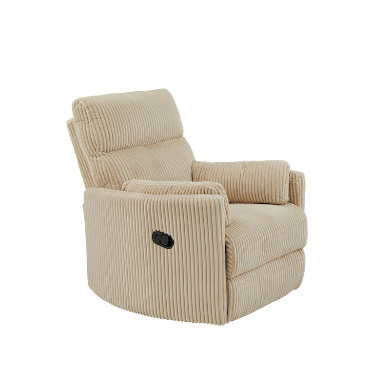 Fauteuil inclinable, pivotant et coulissant manuel en velours côtelé, 3-en-1 multifonction pour petits espaces