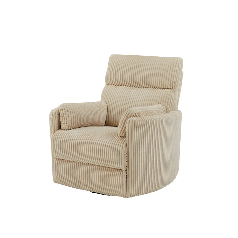 Fauteuil inclinable, pivotant et coulissant manuel en velours côtelé, 3-en-1 multifonction pour petits espaces