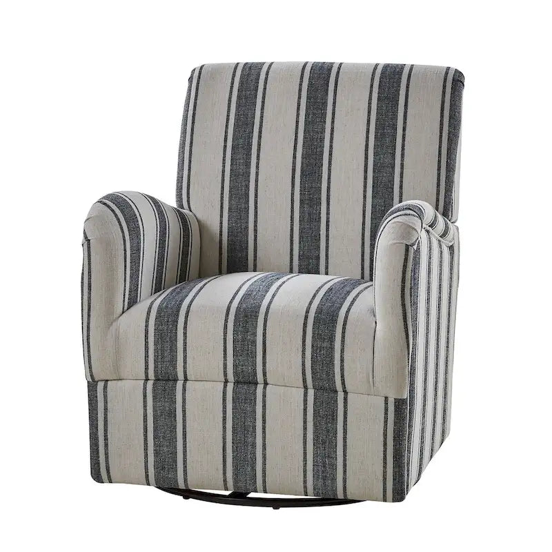 Fauteuil d'appoint pivotant à 360° avec revêtement en tissu jacquard rayé