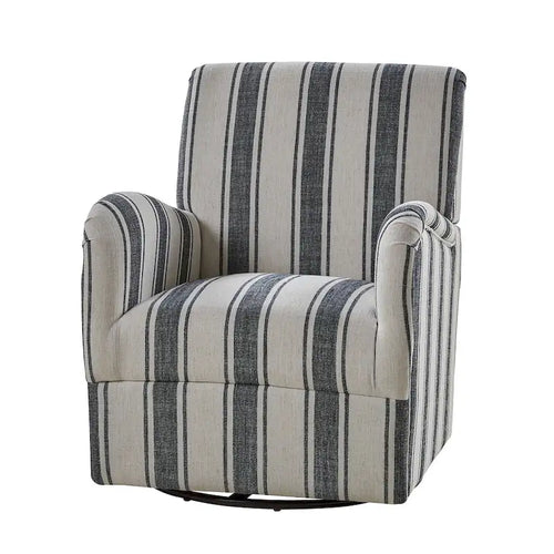 Fauteuil d'appoint pivotant à 360° avec revêtement en tissu jacquard rayé