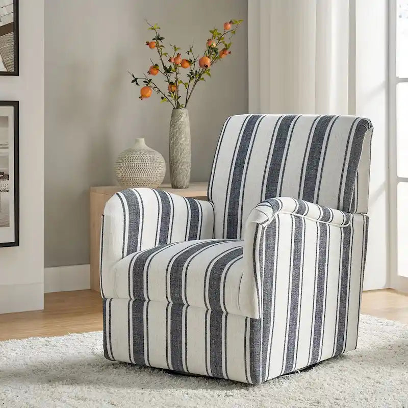 Fauteuil d'appoint pivotant à 360° avec revêtement en tissu jacquard rayé