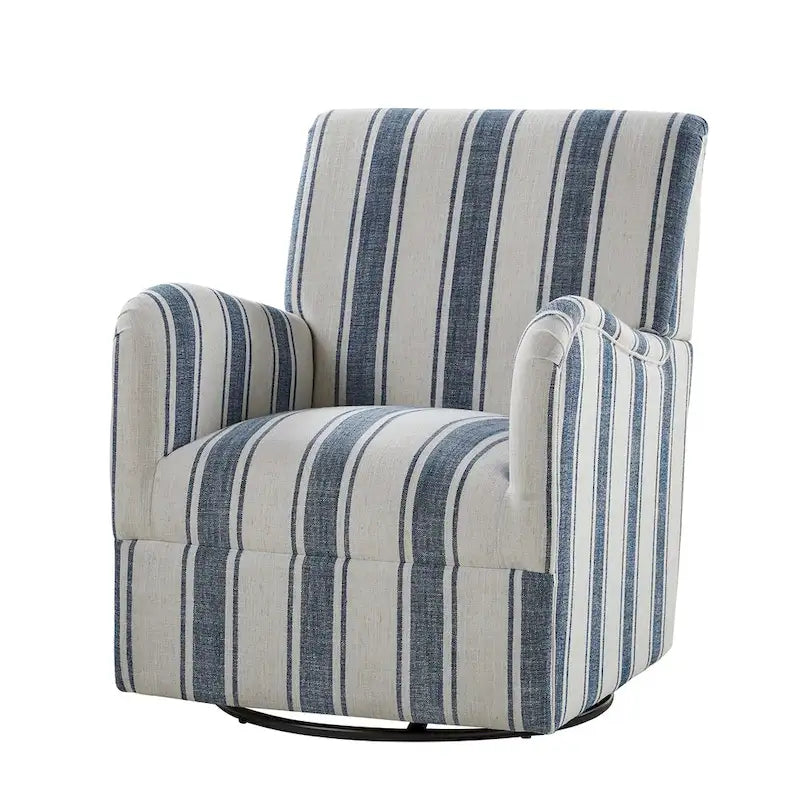 Fauteuil d'appoint pivotant à 360° avec revêtement en tissu jacquard rayé