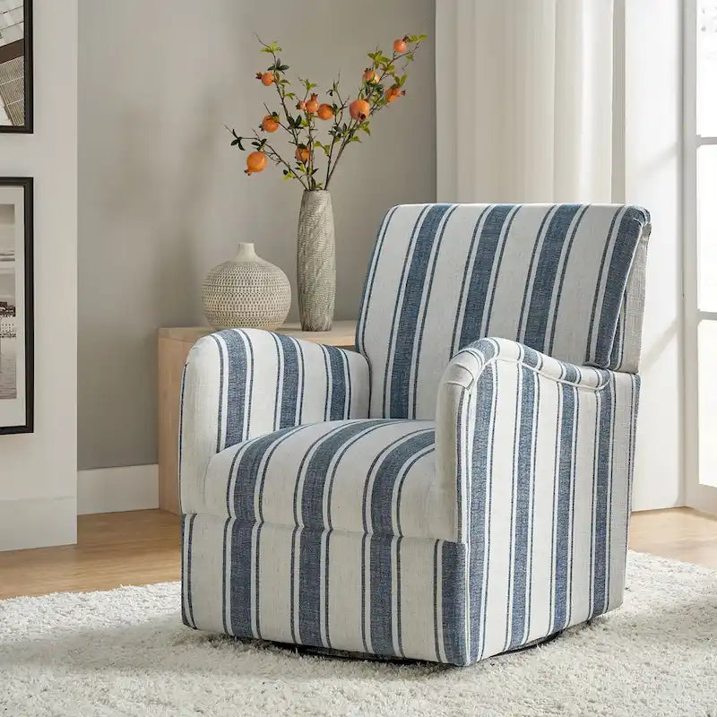 Fauteuil d'appoint pivotant à 360° avec revêtement en tissu jacquard rayé