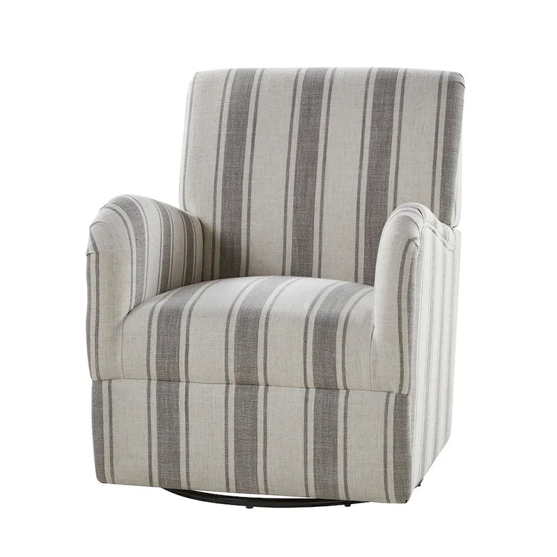 Fauteuil d'appoint pivotant à 360° avec revêtement en tissu jacquard rayé