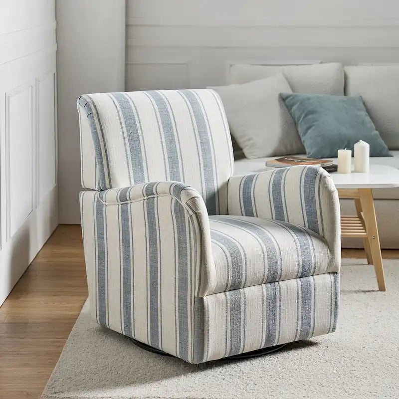 Fauteuil d'appoint pivotant à 360° avec revêtement en tissu jacquard rayé