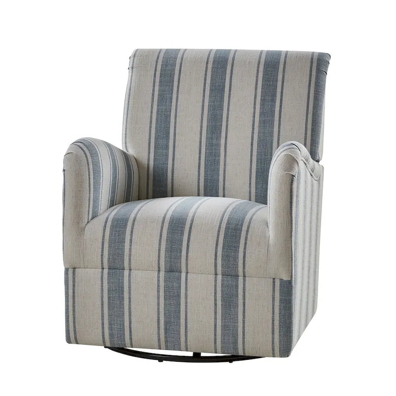 Fauteuil d'appoint pivotant à 360° avec revêtement en tissu jacquard rayé